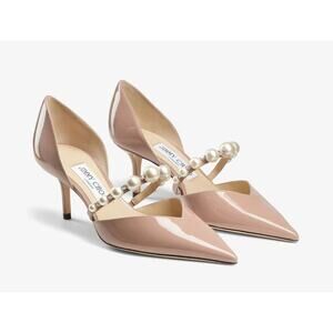 Jimmy Choo Aurelie 65 Pearl Patent Leather Pointed Pumps Size 37.5 US 7-7.5 NWOT